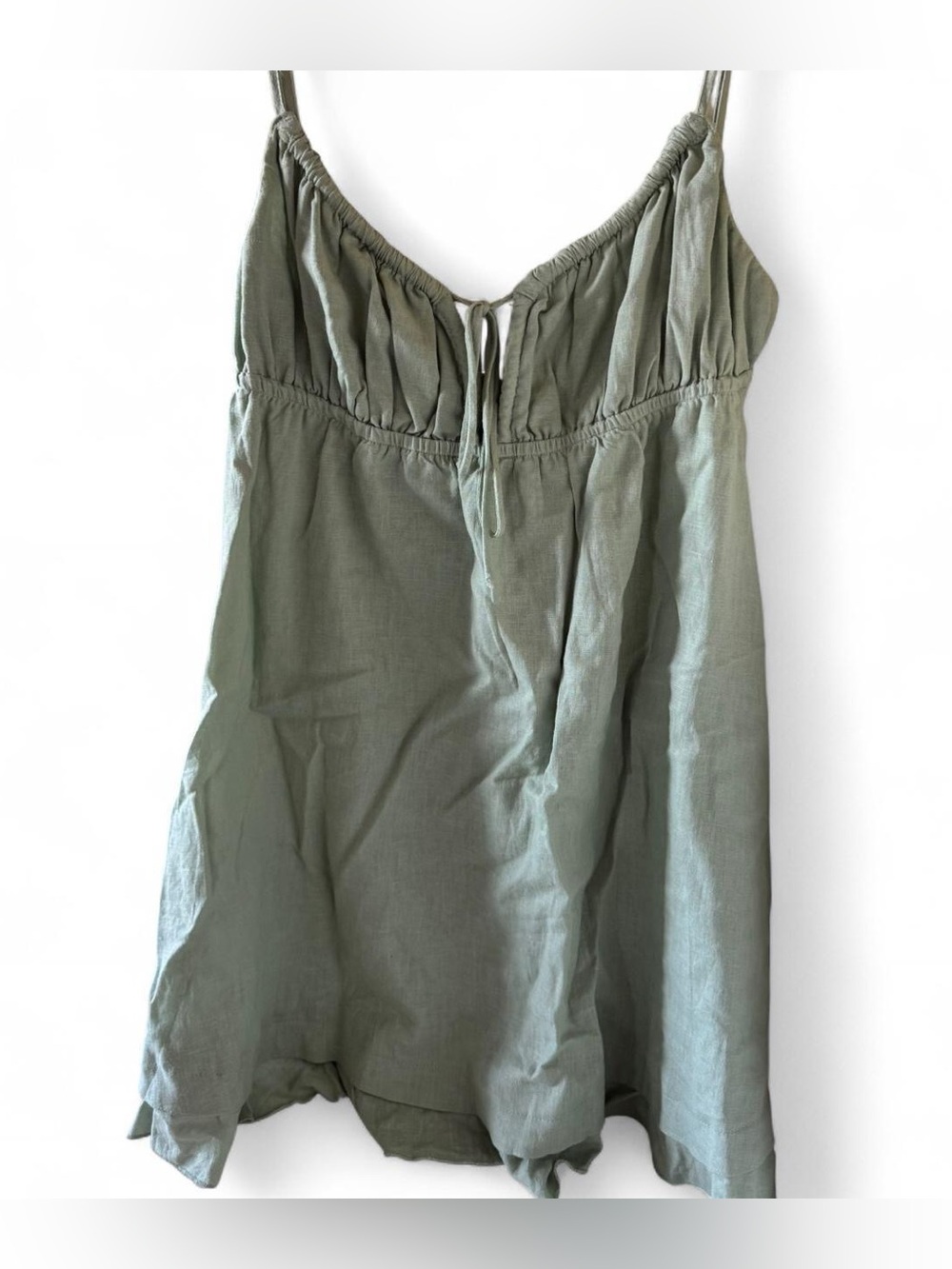 Princess Polly Light Green Linen Tie-Front Sundress
